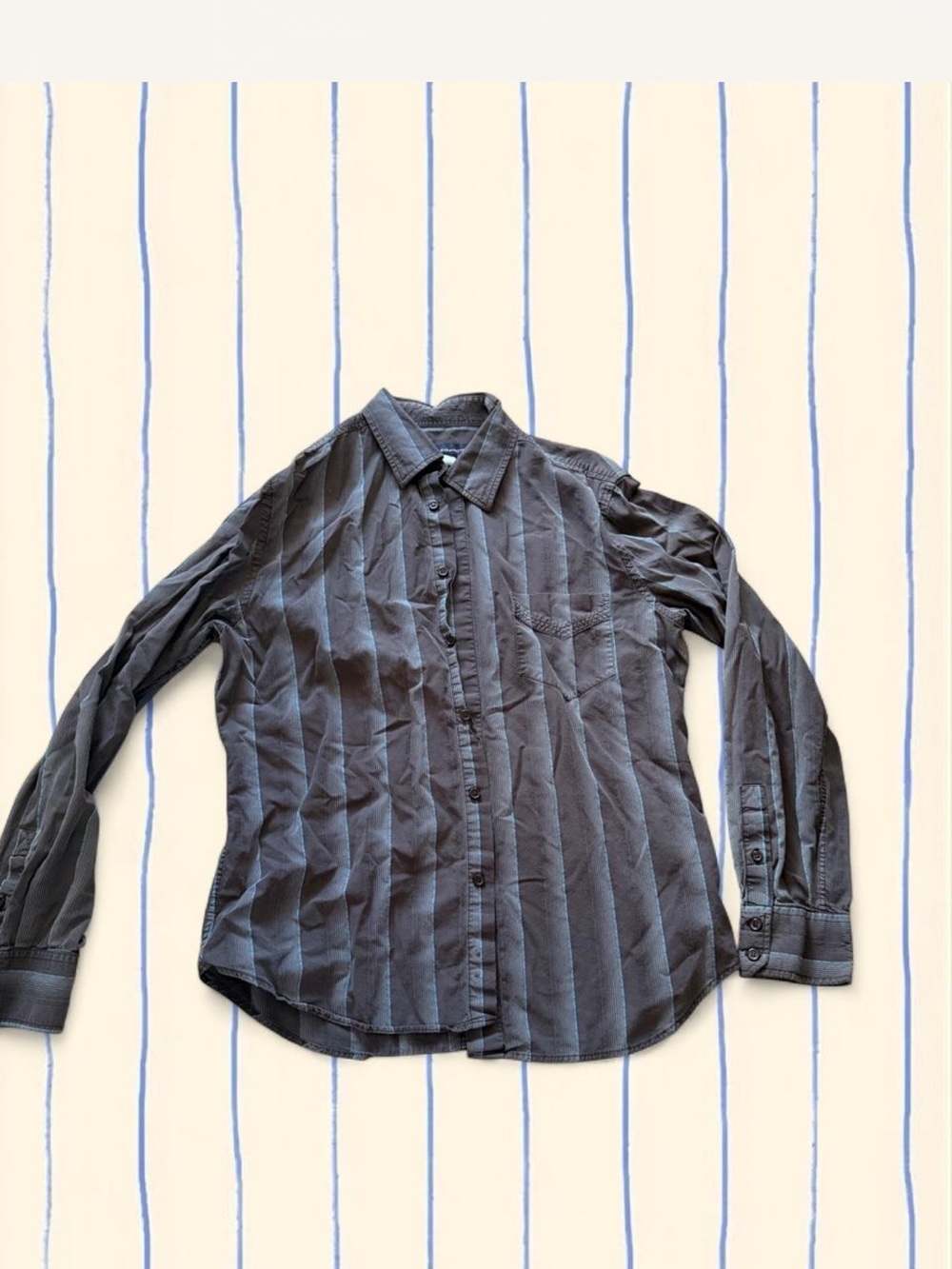 French Connection Men's Dark Gray Striped Dress Shirt